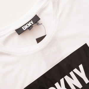 DKNY ダナキャランニューヨーク ホワイト スクエアロゴ プリント Tシャツ WHITE SQUARE LOGO PRINT TEE WOMEN