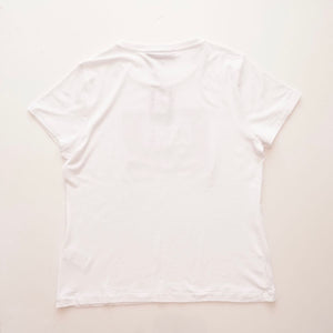 DKNY ダナキャランニューヨーク ホワイト スクエアロゴ プリント Tシャツ WHITE SQUARE LOGO PRINT TEE WOMEN