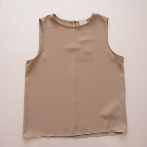 CK カルバンクライン カーキベージュ ポリタンクトップ ノースリーブトップ CALVIN KLEIN KHAKI BEIGE TANK TOP SLEEVELESS TOP WOMENS