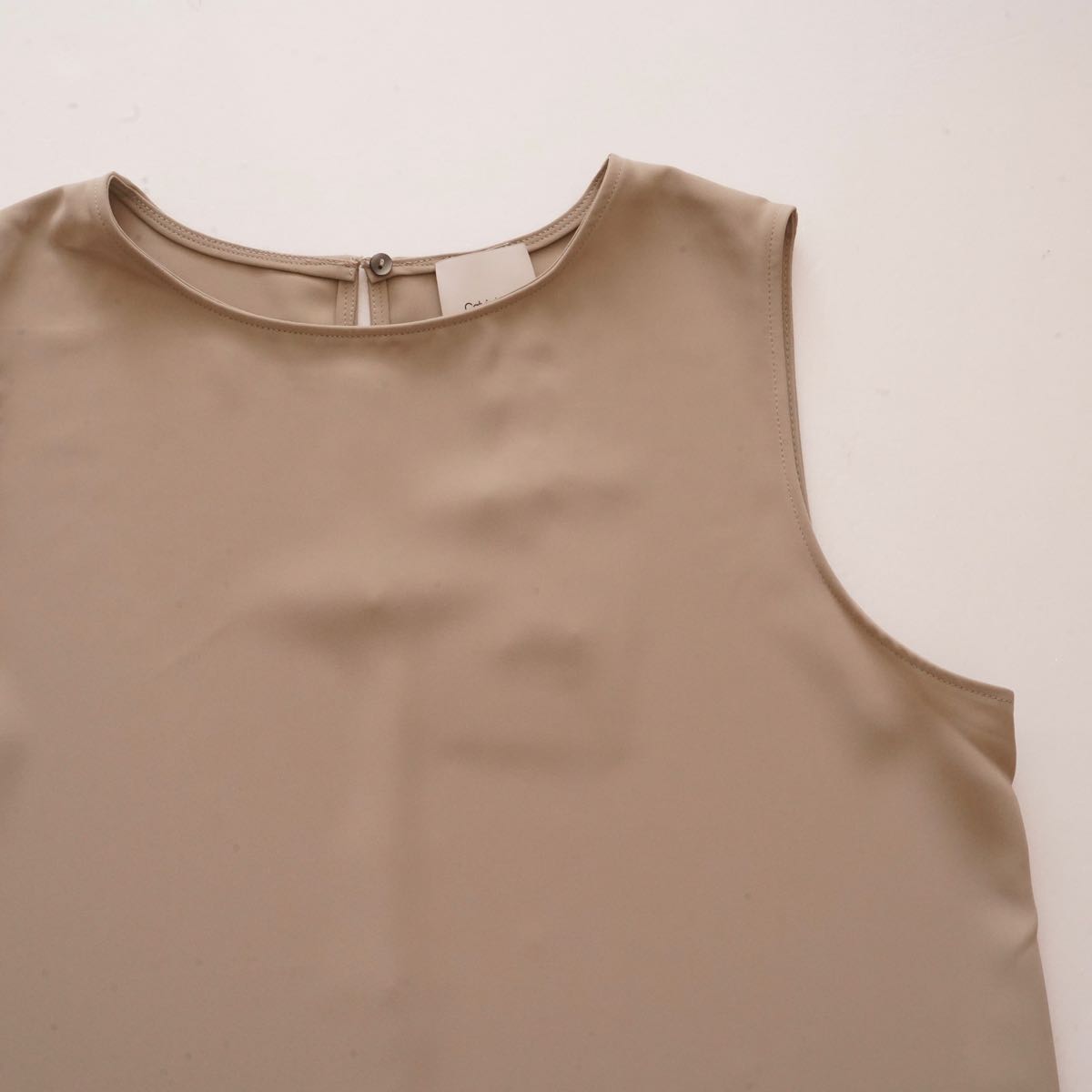 CK カルバンクライン カーキベージュ ポリタンクトップ ノースリーブトップ CALVIN KLEIN KHAKI BEIGE TANK TOP SLEEVELESS TOP WOMENS