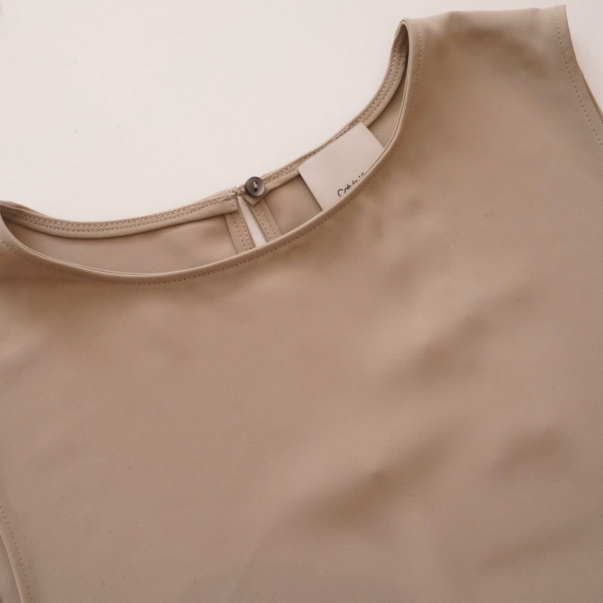 CK カルバンクライン カーキベージュ ポリタンクトップ ノースリーブトップ CALVIN KLEIN KHAKI BEIGE TANK TOP SLEEVELESS TOP WOMENS