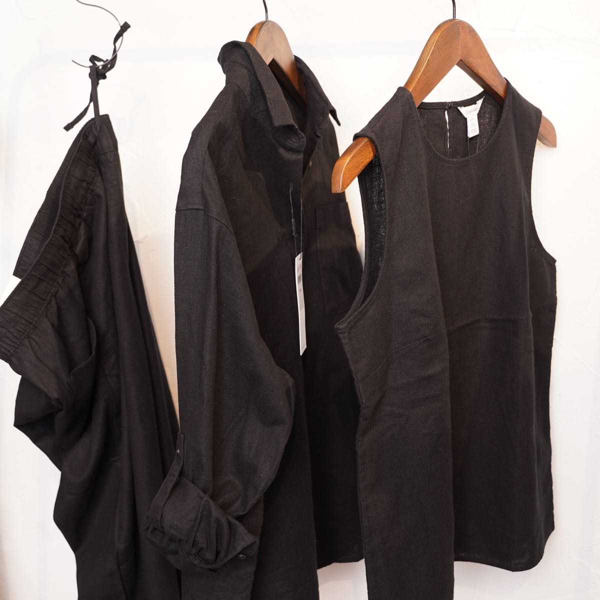 CK カルバンクライン ブラック リネン×コットン イージーパンツ CALVIN KLEIN LINEN COTTON EASY PANTS WOMENS