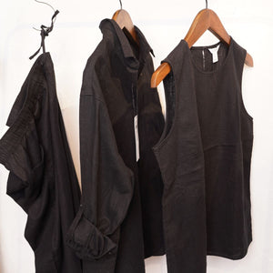 CK カルバンクライン ブラック リネン×コットン イージーパンツ CALVIN KLEIN LINEN COTTON EASY PANTS WOMENS