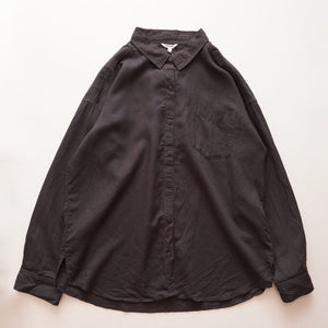 スプレンディッド チャコールグレー リネン長袖シャツ ブラウス SPLENDID CHARCOAL-GRAY LINEN SHIRT BLOUSE WOMENS