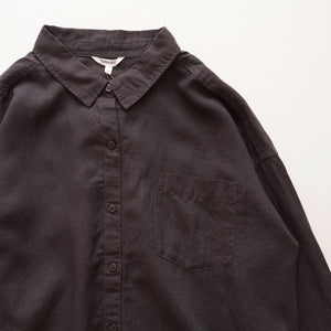 スプレンディッド チャコールグレー リネン長袖シャツ ブラウス SPLENDID CHARCOAL-GRAY LINEN SHIRT BLOUSE WOMENS