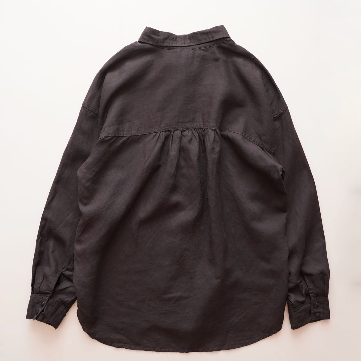 スプレンディッド チャコールグレー リネン長袖シャツ ブラウス SPLENDID CHARCOAL-GRAY LINEN SHIRT BLOUSE WOMENS