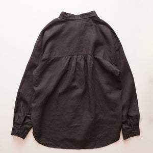 スプレンディッド チャコールグレー リネン長袖シャツ ブラウス SPLENDID CHARCOAL-GRAY LINEN SHIRT BLOUSE WOMENS