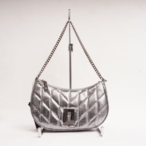 KARL LAGERFELD PARIS カールラガーフェルド シルバー スパンコールレザー ショルダー バッグ SILVER LEATHER SHOULDER BAG