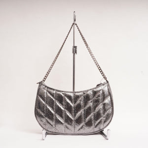 KARL LAGERFELD PARIS カールラガーフェルド シルバー スパンコールレザー ショルダー バッグ SILVER LEATHER SHOULDER BAG