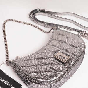 KARL LAGERFELD PARIS カールラガーフェルド シルバー スパンコールレザー ショルダー バッグ SILVER LEATHER SHOULDER BAG