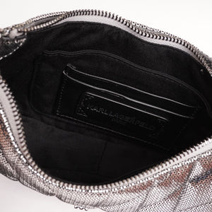 KARL LAGERFELD PARIS カールラガーフェルド シルバー スパンコールレザー ショルダー バッグ SILVER LEATHER SHOULDER BAG