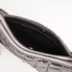 画像をギャラリービューアに読み込む, KARL LAGERFELD PARIS カールラガーフェルド シルバー スパンコールレザー ショルダー バッグ SILVER LEATHER SHOULDER BAG
