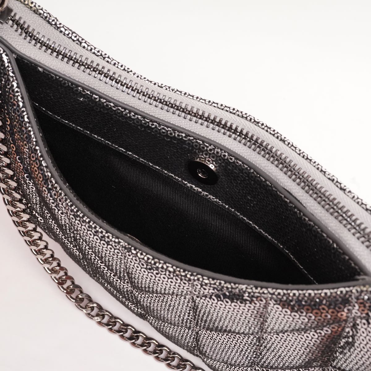 KARL LAGERFELD PARIS カールラガーフェルド シルバー スパンコールレザー ショルダー バッグ SILVER LEATHER SHOULDER BAG