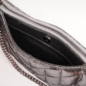 KARL LAGERFELD PARIS カールラガーフェルド シルバー スパンコールレザー ショルダー バッグ SILVER LEATHER SHOULDER BAG