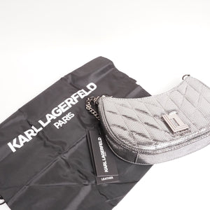 KARL LAGERFELD PARIS カールラガーフェルド シルバー スパンコールレザー ショルダー バッグ SILVER LEATHER SHOULDER BAG