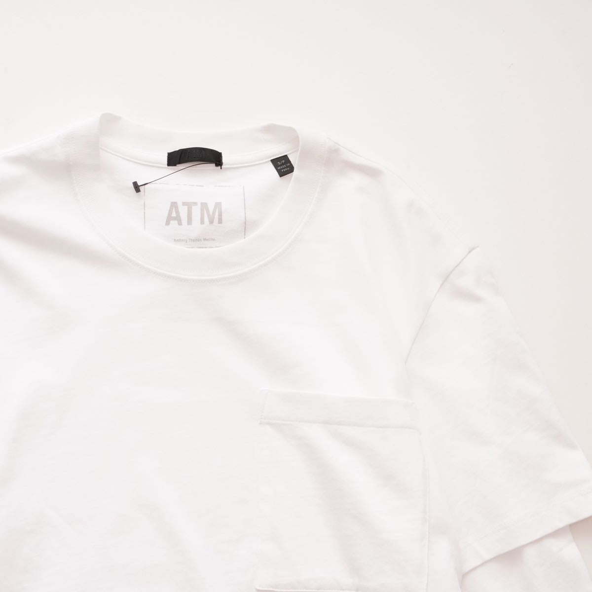 ATM Anthony Thomas Melillo エーティーエム アンソニー トーマス メリロ ホワイト レイヤードデザイン ポケットTシャツ WHITE LAYERED POCKET TEE MEN