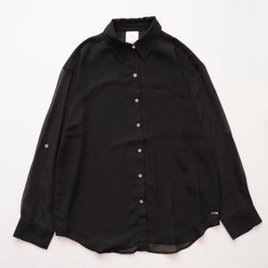 CK カルバンクライン ブラック ポリエステル シアースリーブ ブラウス ポケットシャツ  CALVIN KLEIN BLACK SHEER SLEEVE BLOUSE POCKET SHIRT WOMENS