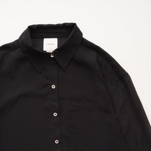 CK カルバンクライン ブラック ポリエステル シアースリーブ ブラウス ポケットシャツ  CALVIN KLEIN BLACK SHEER SLEEVE BLOUSE POCKET SHIRT WOMENS