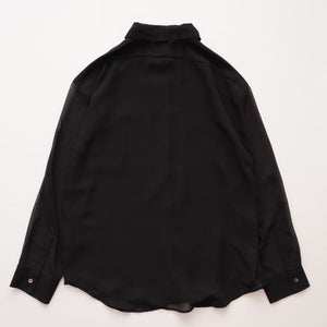 CK カルバンクライン ブラック ポリエステル シアースリーブ ブラウス ポケットシャツ  CALVIN KLEIN BLACK SHEER SLEEVE BLOUSE POCKET SHIRT WOMENS