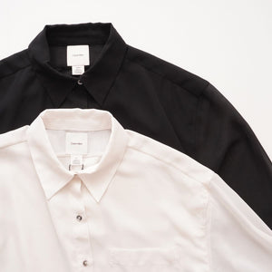 CK カルバンクライン ブラック ポリエステル シアースリーブ ブラウス ポケットシャツ  CALVIN KLEIN BLACK SHEER SLEEVE BLOUSE POCKET SHIRT WOMENS