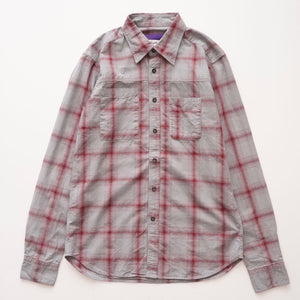 BEVILACQUA ベヴィラクア イタリア製 コットン グレー×ボルドー チェックシャツ GRAY×BORDEAUX COTTON CHECK SHIRT WOMEN