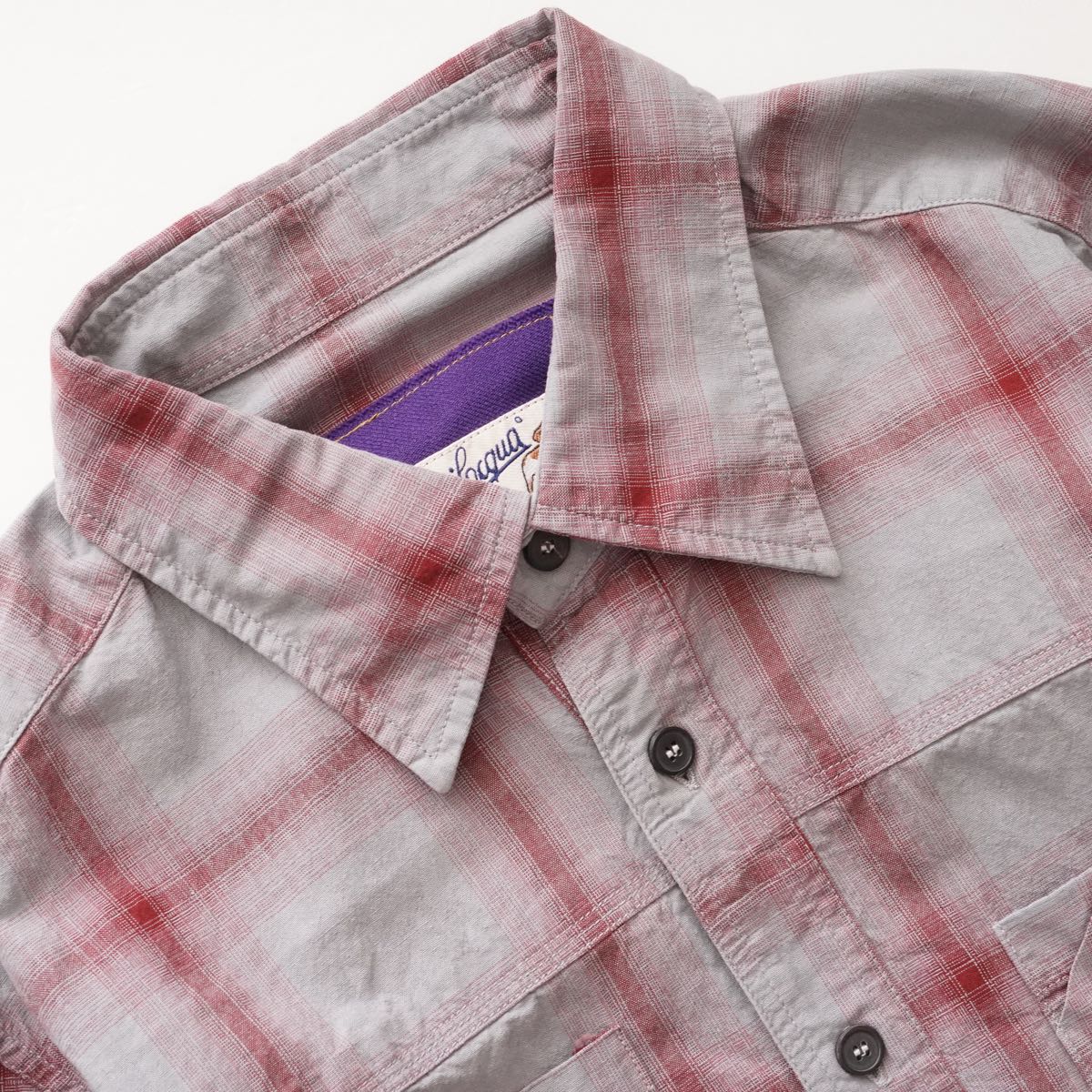 BEVILACQUA ベヴィラクア イタリア製 コットン グレー×ボルドー チェックシャツ GRAY×BORDEAUX COTTON CHECK SHIRT WOMEN