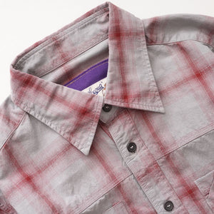 BEVILACQUA ベヴィラクア イタリア製 コットン グレー×ボルドー チェックシャツ GRAY×BORDEAUX COTTON CHECK SHIRT WOMEN