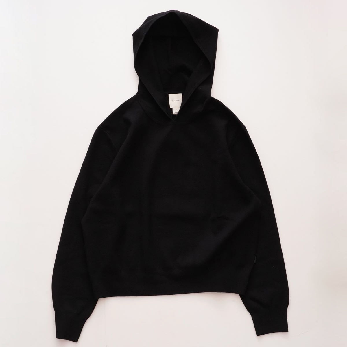CK カルバンクライン ブラック ニット フーディ パーカー CALVIN KLEIN BLACK KNIT HOODIE WOMENS