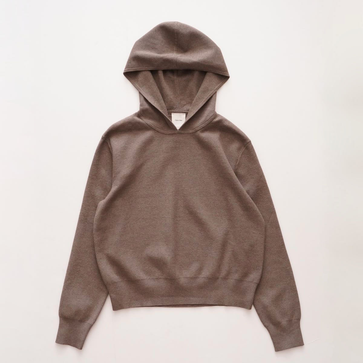 CK カルバンクライン ブラウン ニット フーディ パーカー CALVIN KLEIN BROWN KNIT HOODIE WOMENS