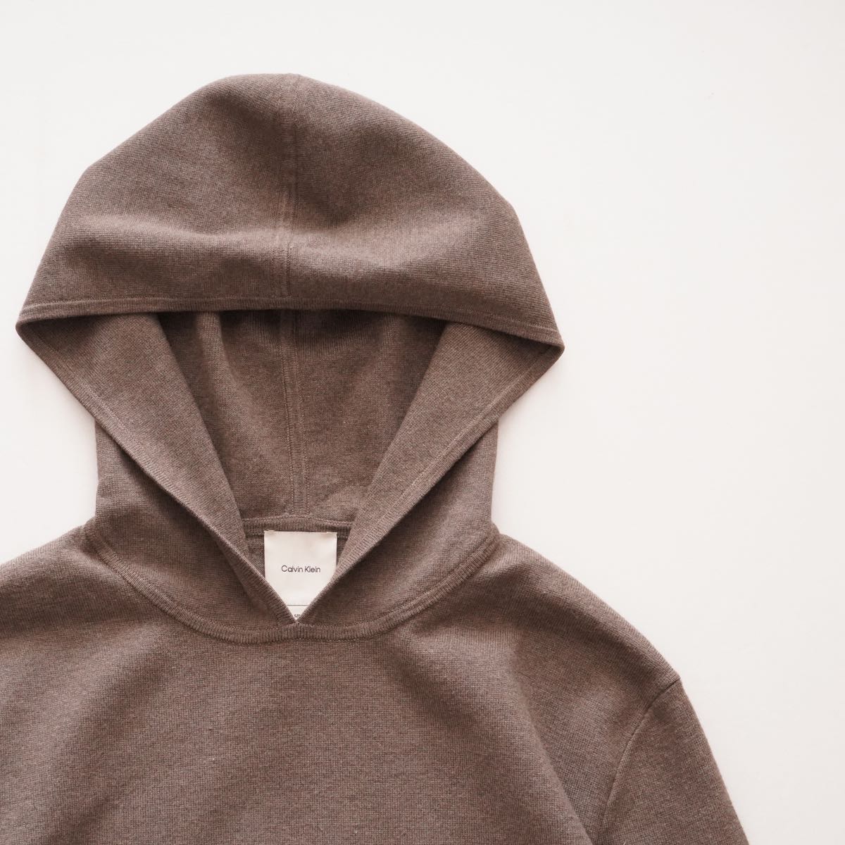 CK カルバンクライン ブラウン ニット フーディ パーカー CALVIN KLEIN BROWN KNIT HOODIE WOMENS