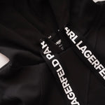 画像をギャラリービューアに読み込む, KARL LAGERFELD PARIS カールラガーフェルド ブラック 切り替え パーカー ロゴテープ フーディ BLACK HOODIE WOMEN
