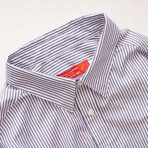 アドラーブル ホワイト×ネイビー ストライプ スプリットラグランスリーブ ビッグシルエット シャツ ADOLUVLE ORIGINAL WHITE NAVY SPLIT RAGLAN SLEEVE STRIPED BIG SHIRT LONG SLEEVE