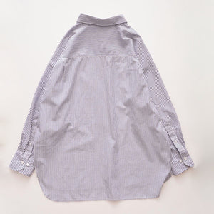 アドラーブル ホワイト×ネイビー ストライプ スプリットラグランスリーブ ビッグシルエット シャツ ADOLUVLE ORIGINAL WHITE NAVY SPLIT RAGLAN SLEEVE STRIPED BIG SHIRT LONG SLEEVE