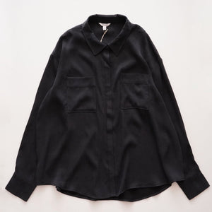 スプレンディッド チャコールグレー 比翼長袖シャツ 胸ポケット ブラウス SPLENDID CHARCOAL-GRAY SHIRT POCKET BLOUSE WOMENS
