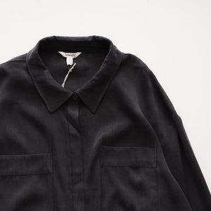 スプレンディッド チャコールグレー 比翼長袖シャツ 胸ポケット ブラウス SPLENDID CHARCOAL-GRAY SHIRT POCKET BLOUSE WOMENS