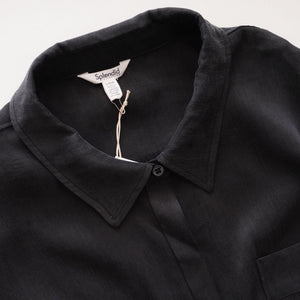 スプレンディッド チャコールグレー 比翼長袖シャツ 胸ポケット ブラウス SPLENDID CHARCOAL-GRAY SHIRT POCKET BLOUSE WOMENS