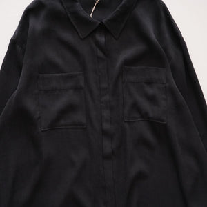スプレンディッド チャコールグレー 比翼長袖シャツ 胸ポケット ブラウス SPLENDID CHARCOAL-GRAY SHIRT POCKET BLOUSE WOMENS