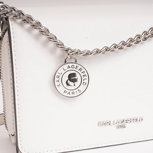 KARL LAGERFELD PARIS カールラガーフェルド ホワイト レザー ショルダーバッグ WHITE LEATHER SHOULDER BAG