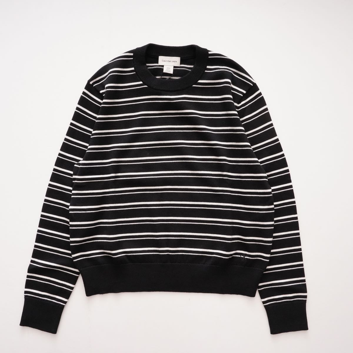 CK カルバンクラインジーンズ ブラック×ホワイト ボーダーセーター コットンニット CALVIN KLEIN JEANS BLACK WHITE BORDER SWEATER KNIT WOMENS