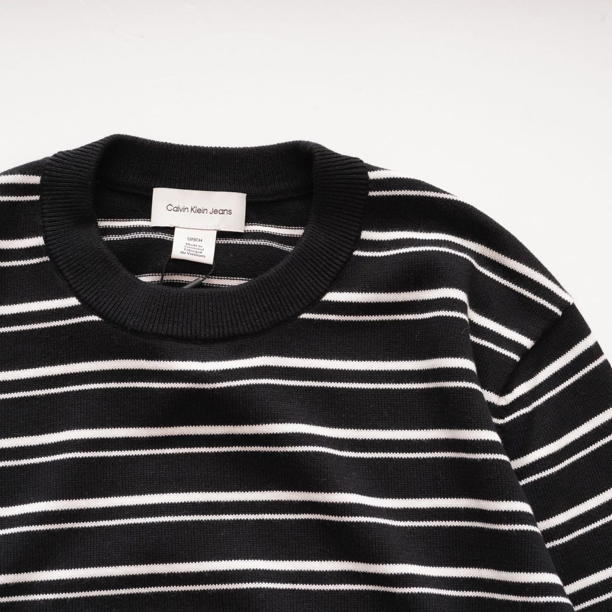 CK カルバンクラインジーンズ ブラック×ホワイト ボーダーセーター コットンニット CALVIN KLEIN JEANS BLACK WHITE BORDER SWEATER KNIT WOMENS