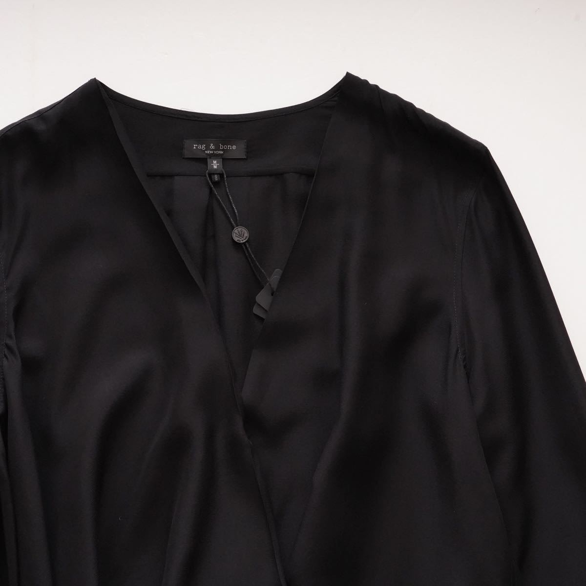 ラグアンドボーンニューヨーク ブラック シルク カシュクール ブラウス RAG&BONE NEWYORK BLACK SILK BLOUSE WOMEN