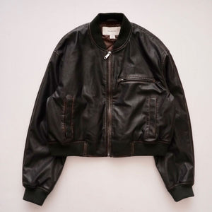 CK カルバンクラインジーンズ ダークブラウン レザー風ブルゾン ボンバージャケット CALVIN KLEIN JEANS DARK BROWN BOMBER JACKET WOMENS