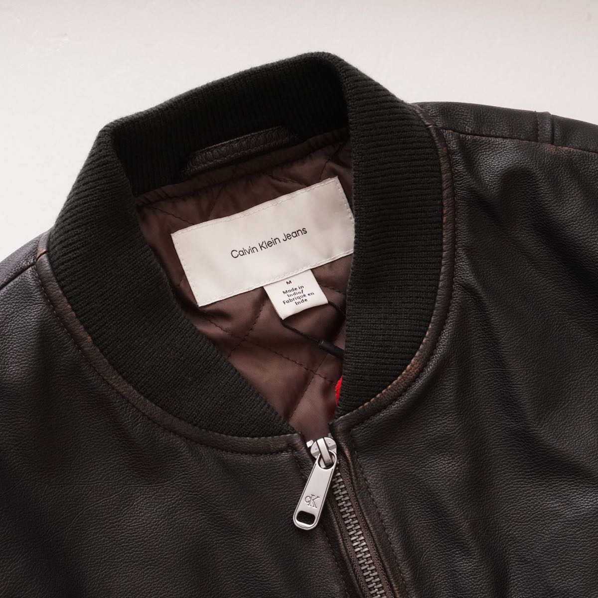 CK カルバンクラインジーンズ ダークブラウン レザー風ブルゾン ボンバージャケット CALVIN KLEIN JEANS DARK BROWN BOMBER JACKET WOMENS