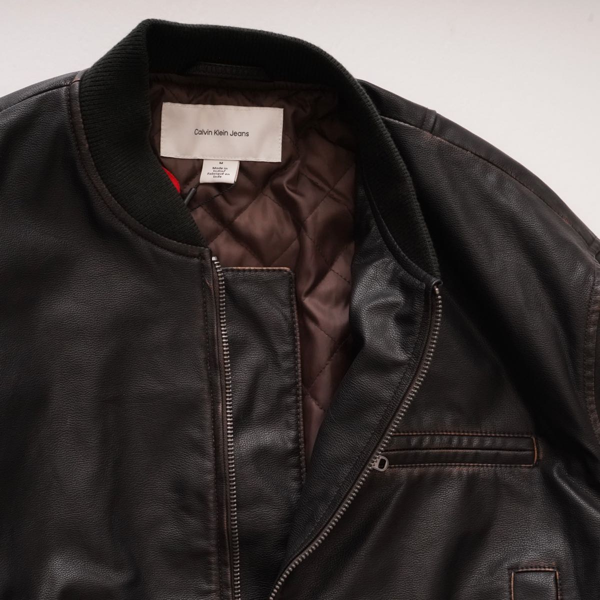 CK カルバンクラインジーンズ ダークブラウン レザー風ブルゾン ボンバージャケット CALVIN KLEIN JEANS DARK BROWN BOMBER JACKET WOMENS