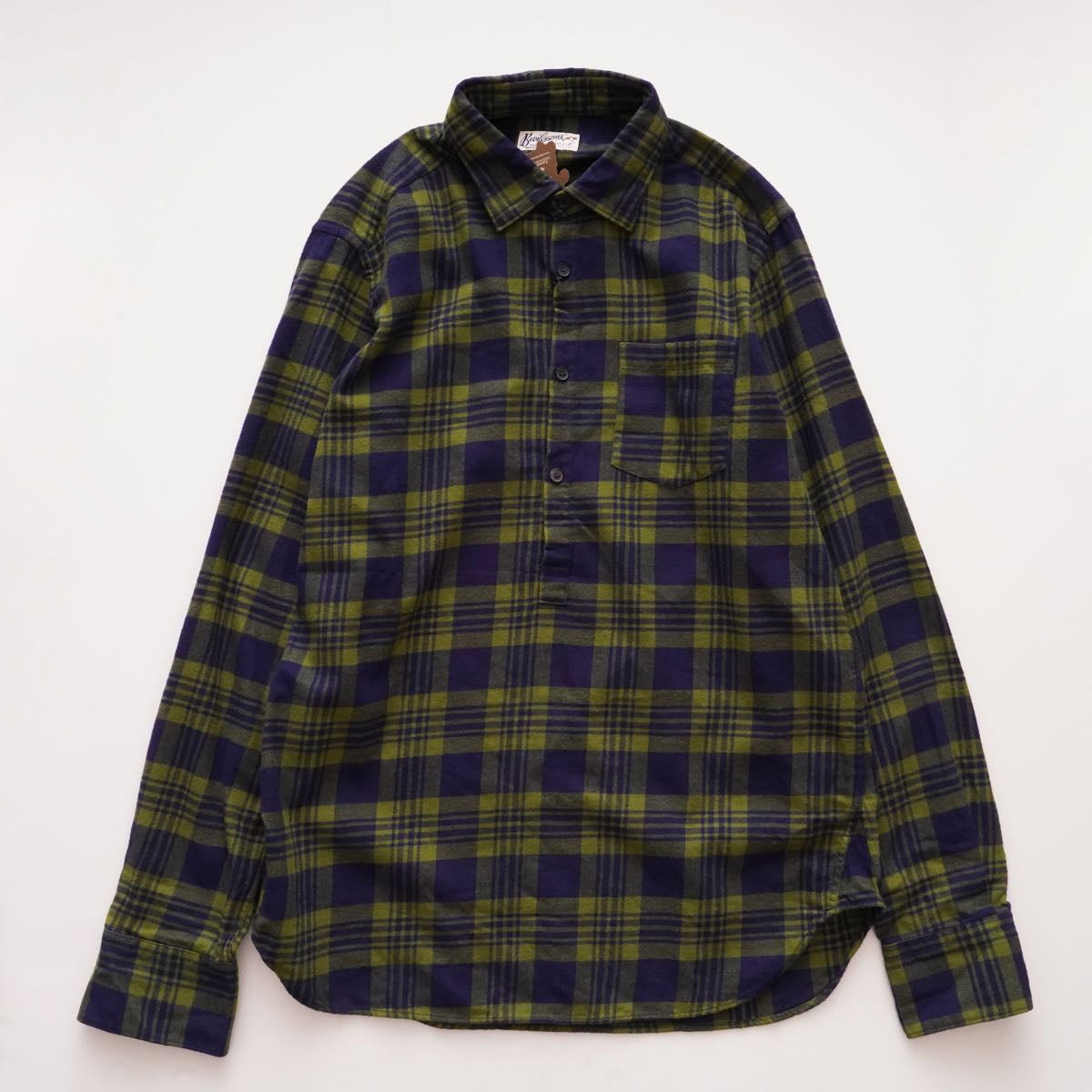 BEVILACQUA ベヴィラクア イタリア製 コットン グリーン×ネイビー チェックプルオーバー ネルシャツ GREEN×NAVY COTTON CHECK FLANNEL SHIRT WOMEN