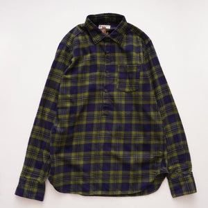 BEVILACQUA ベヴィラクア イタリア製 コットン グリーン×ネイビー チェックプルオーバー ネルシャツ GREEN×NAVY COTTON CHECK FLANNEL SHIRT WOMEN