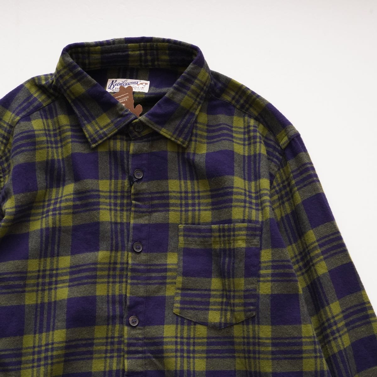 BEVILACQUA ベヴィラクア イタリア製 コットン グリーン×ネイビー チェックプルオーバー ネルシャツ GREEN×NAVY COTTON CHECK FLANNEL SHIRT WOMEN
