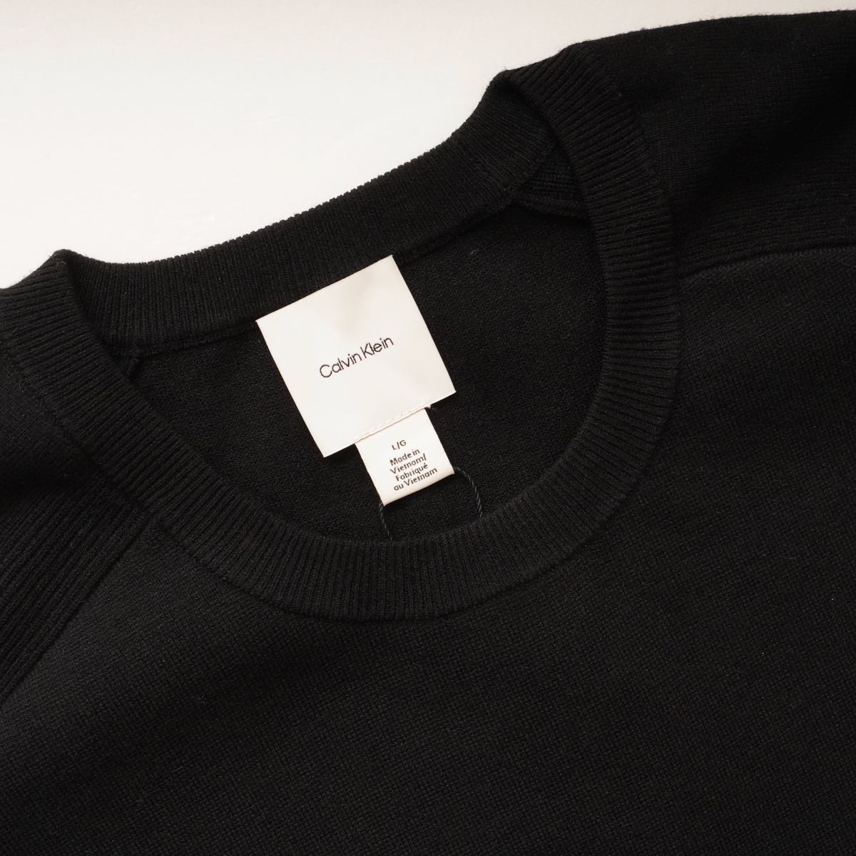 CK カルバンクライン ブラック クルーネックラグランニット CALVIN KLEIN BLACK RAGLAN CREW-NECK SWEATER MENS