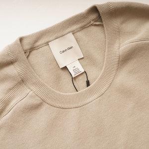 CK カルバンクライン カーキグレー クルーネックラグランニット CALVIN KLEIN KHAKI GRAY RAGLAN CREW-NECK SWEATER MENS