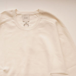 CK カルバンクライン ホワイト クルーネックラグランニット CALVIN KLEIN WHITE RAGLAN CREW-NECK SWEATER MENS